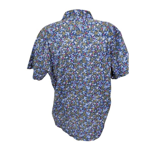 Springfield Shirt Button Up Women Plus 2XL Blue Ditzy Floral Cotton Short Sleeve - Picture 6 of 8